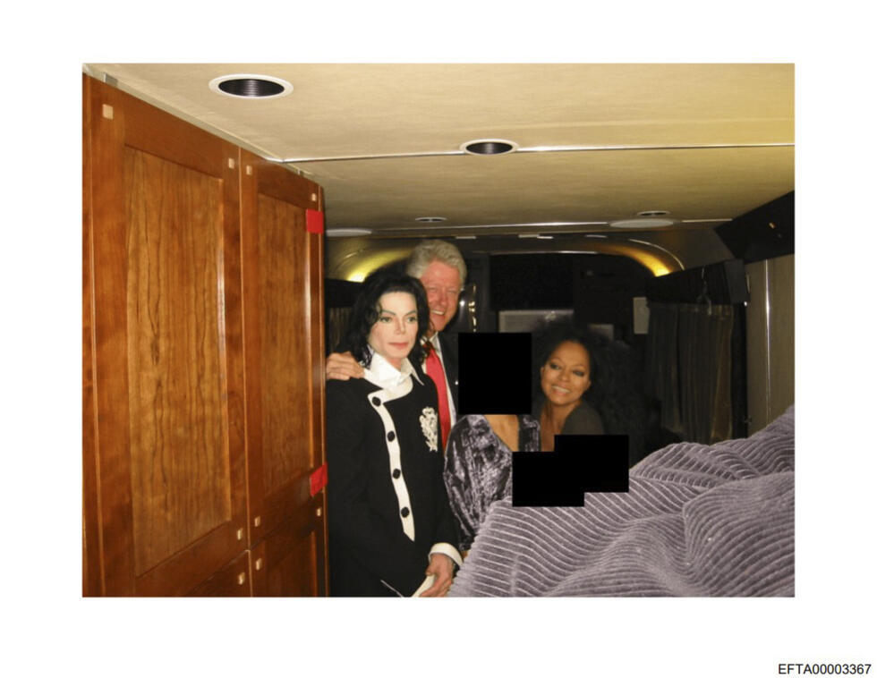 Bill Clinton with US singers Michael Jackson and Diana Ross at an undisclosed location as the Justice Department began releasing the long-awaited records.