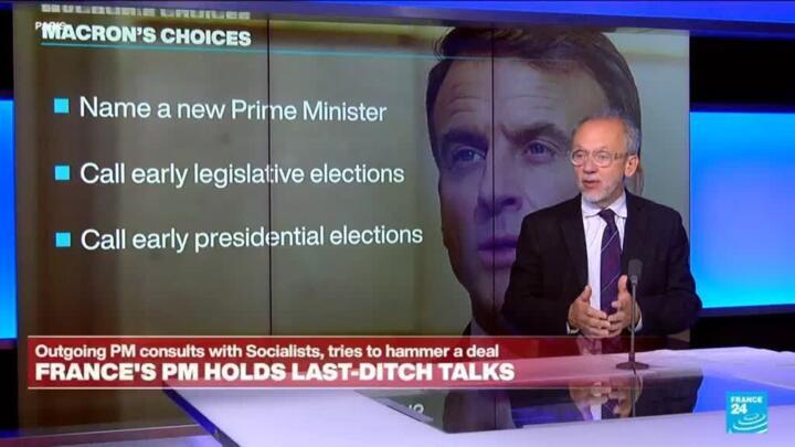 Macron's political isolation deepens as allies abandon him while outgoing PM holds last-ditch talks