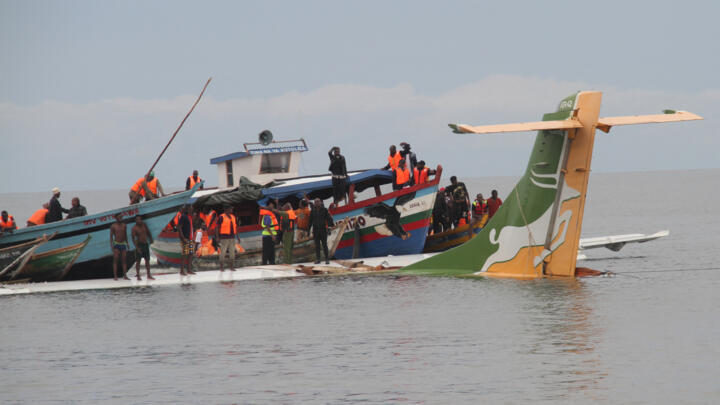 Rescuers search for survivors after a Precision Air flight plunged into Lake Victoria as it attempted to land in the lakeside town of Bukoba, Tanzania on November 6, 2022.