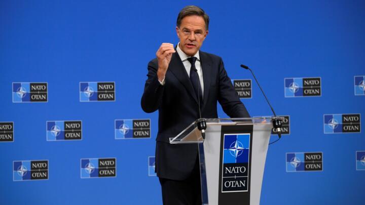 NATO Secretary General Mark Rutte speaks during a press conference at NATO headquarters in Brussels on September 23, 2025.