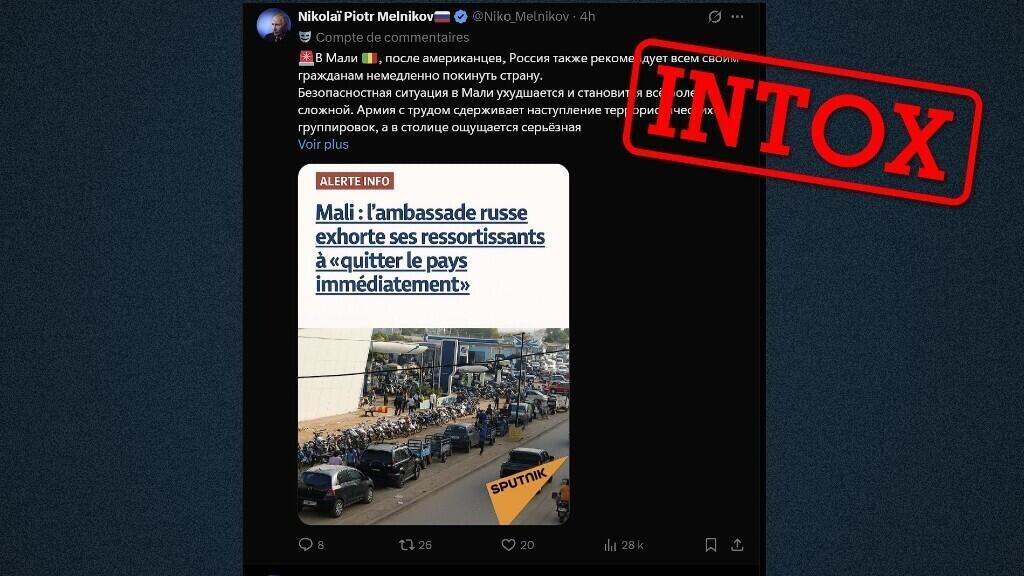 Non, la Russie n’a pas appelé ses ressortissants à quitter le Mali