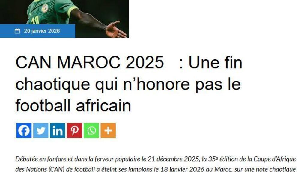 Finale de la CAN, "une fin chaotique qui n'honore pas le foot africain"