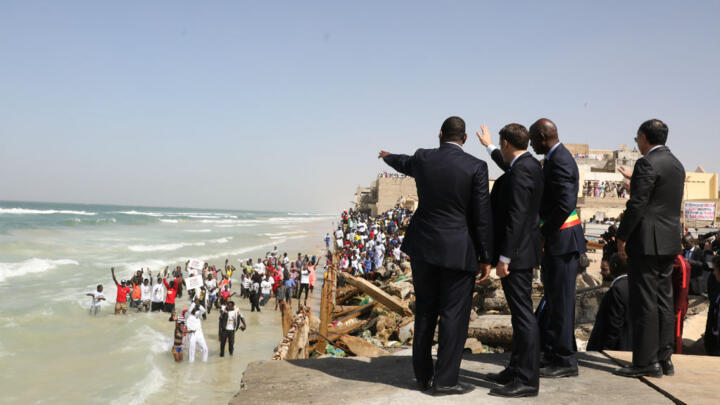 Macron pledges aid for historic Senegal city at risk from coastal erosion