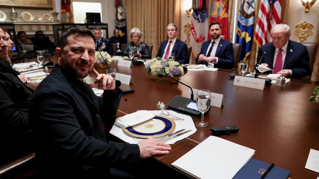US President Donald Trump meets with Ukraine's President Volodymyr Zelenskiy at the White House in Washington, DC, US, October 17, 2025.
