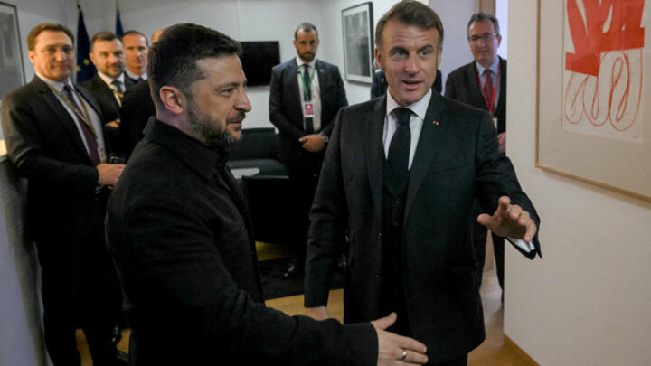 A file photo showing Ukraine's President Volodymyr Zelensky with his French counterpart Emmanuel Macron taken in Brussels, Belgium on October 23, 2025.