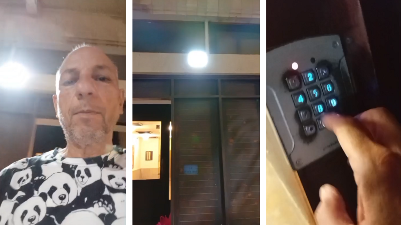 Vidéo envoyée à la rédaction des Observateurs par Nasser Kteilat, habitant Arabe israélien de Jaffa. Dans cette vidéo, il se trouve devant l’immeuble dans lequel se trouve l’abri, il explique que le code a été changé et que l’abri est maintenant fermé.