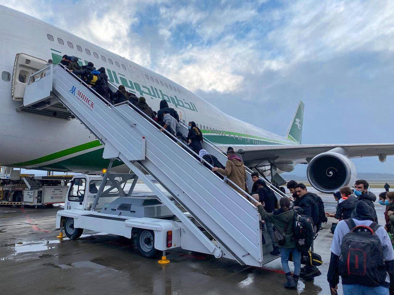 Iraqi migrants preparing to fly home from Minsk airport, Belarus