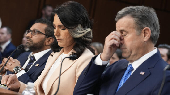 FBI Director Kash Patel, Director of National Intelligence Tulsi Gabbard, and Central Intelligence Agency Director John Ratcliffe, appear during a Senate Committee on Intelligence Hearing.