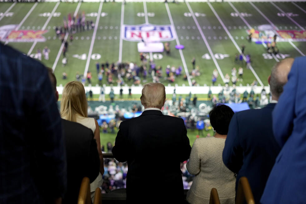 Le président américain Donald Trump a assisté au Super Bowl, la finale du championnat de football américain entre les Eagles de Philadelphie et les Chiefs de Kansas City, le 9 février 2025 à la Nouvelle Orléans.