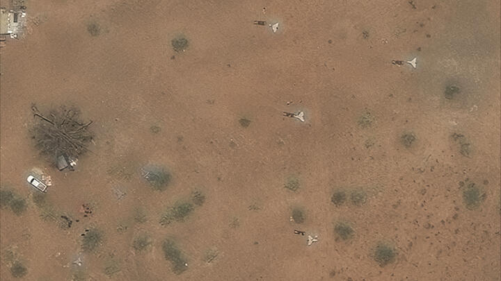 File photo: This satellite image taken on May 6, 2025 shows long-range 'suicide' drones near the airport of Nyala in Sudan.