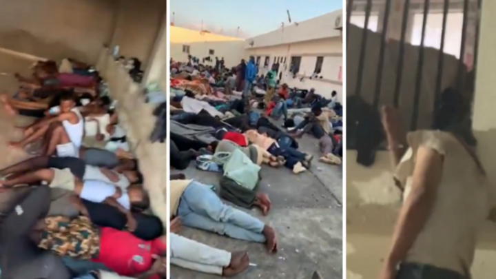 These are screenshots of videos published in early September by the NGO Refugees in Libya showing the appalling living conditions of refugees trapped in the Tobruk detention centre in Libya.