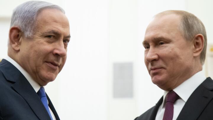 Russian President Vladimir Putin and Israeli Prime Minister Benjamin Netanyahu pose for a photo in the Kremlin in Moscow, Russia on April 4, 2019.