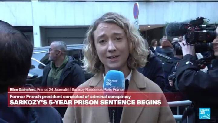 Crowd gathers to support former French President's Nicolas Sarkozy ahead of prison sentence