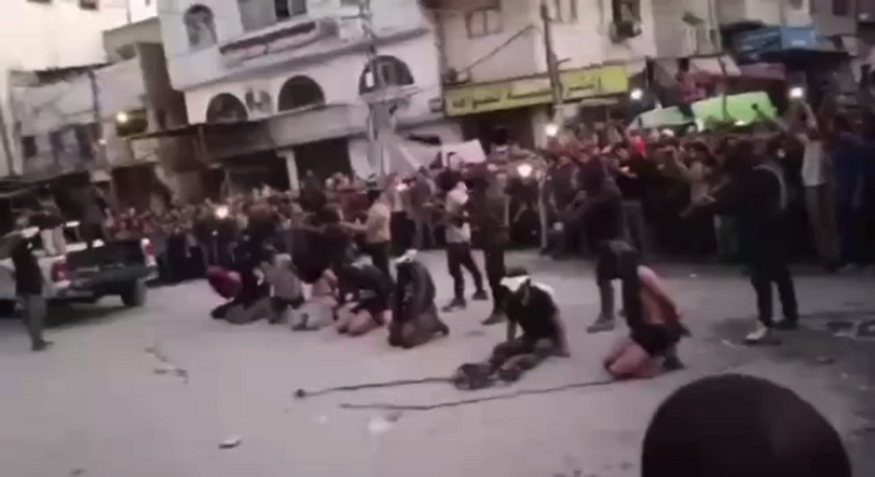 Video shows Hamas fighters executing eight men in Gaza City’s Sabra neighbourhood on October 13. Hamas claimed the victims had cooperated with the IDF, a claim questioned by several Palestinian affairs observers.