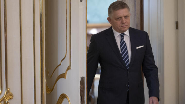 Slovak Prime Minister Robert Fico is pictured at the presidential palace in Bratislava on October 25, 2023.