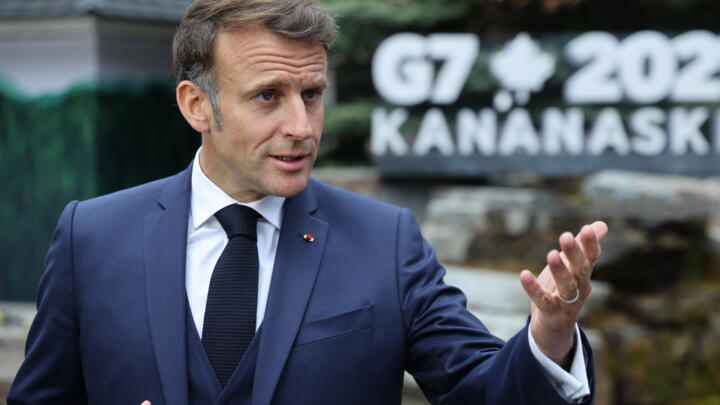 French President Emmanuel Macron speaks to the press during the Group of Seven (G7) Summit at the Pomeroy Kananaskis Mountain Lodge in Kananaskis, Alberta, Canada on June 17, 2025.