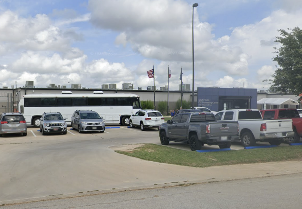 This is a 2023 image of the entrance of the South Texas ICE Detention Centre by Google Street View.