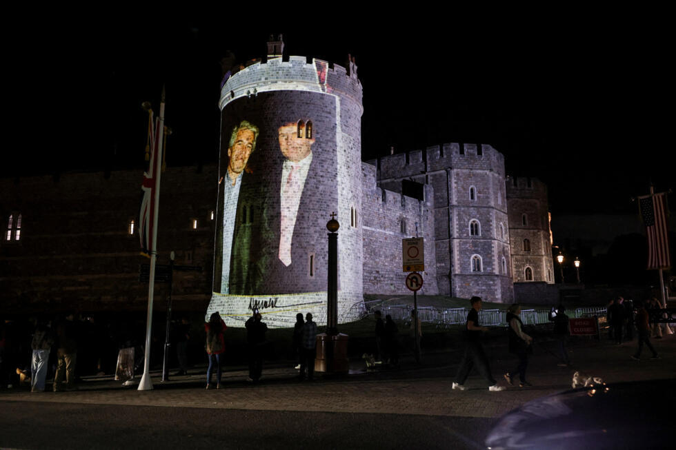 A huge image of US President Donald Trump alongside disgraced financier Jeffrey Epstein was projected onto Windsor Castle by Led By Donkeys, a campaign group, to correspond with Trump's arrival on September 16, 2025, for a state visit to Britain.