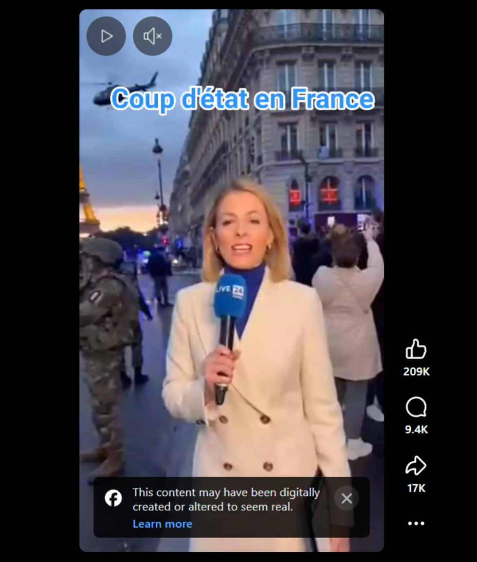 Titled 'coup in France', the fake video alleged that French President Emmanuel Macron and his government had been overthrown.