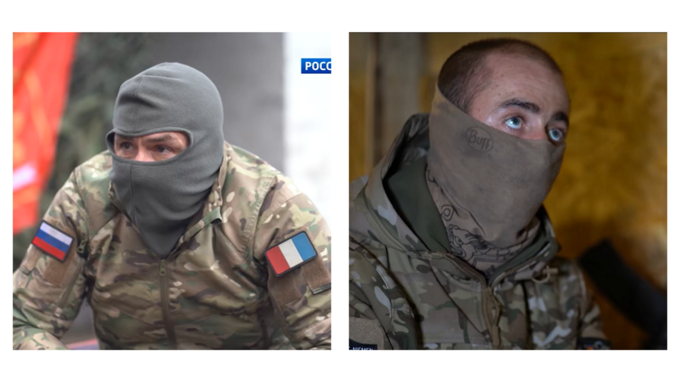 "Gauthier" (left) and "Padre" (right), French members of the Normandie-Niemen unit, appear in screengrabs from a TV report broadcast by the channel Rossiya 1.