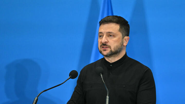 Ukraine's President Volodymyr Zelensky addresses a press conference during The Ukraine Recovery Conference 2025 (URC2025) at The Roma Convention Centre in Rome on July 10, 2025.