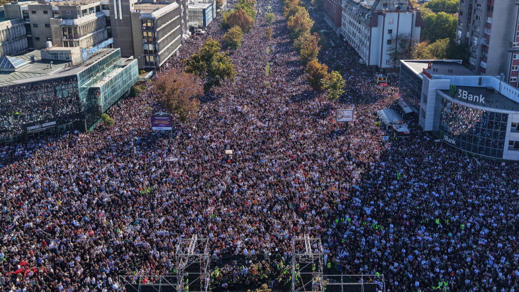 Serbians stage mass rally to mark first anniversary of deadly train station collapse