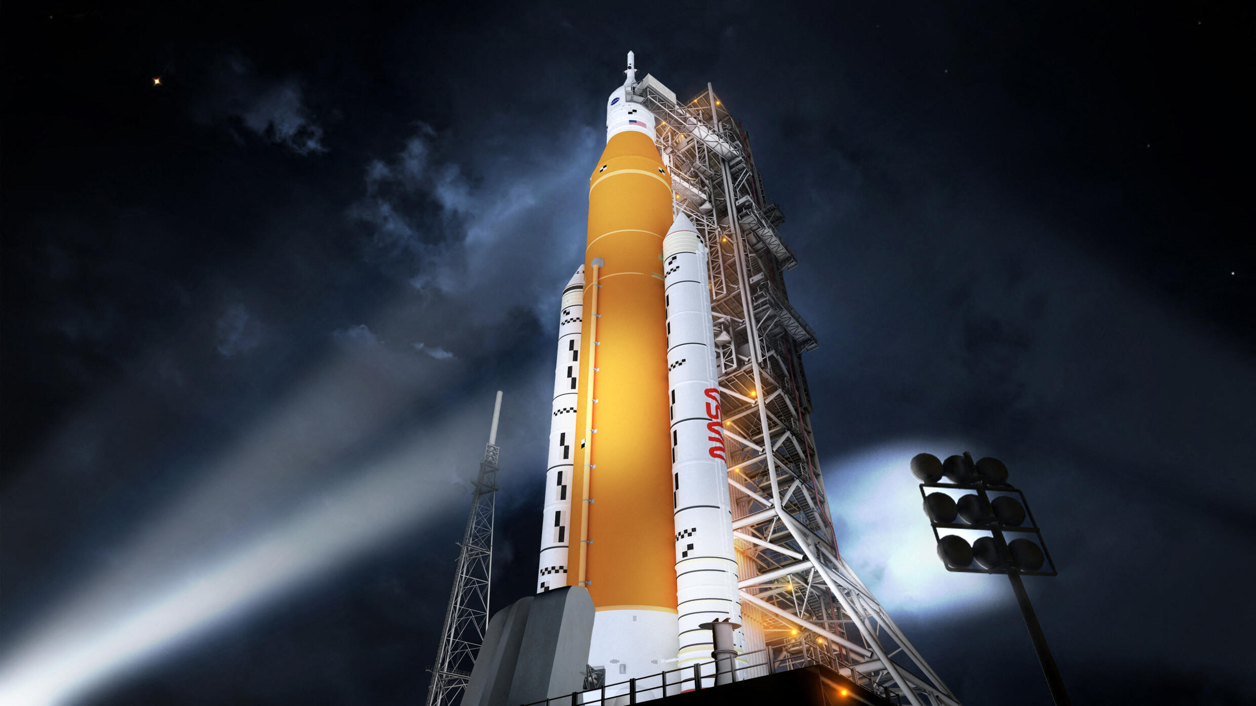 Archivo-Ilustración del nuevo cohete de la NASA Space Launch System (SLS), que busca volver a llevar humanos a la Luna, mediante las misiones Artemis. Imagen publicada el 22 de octubre de 2020.