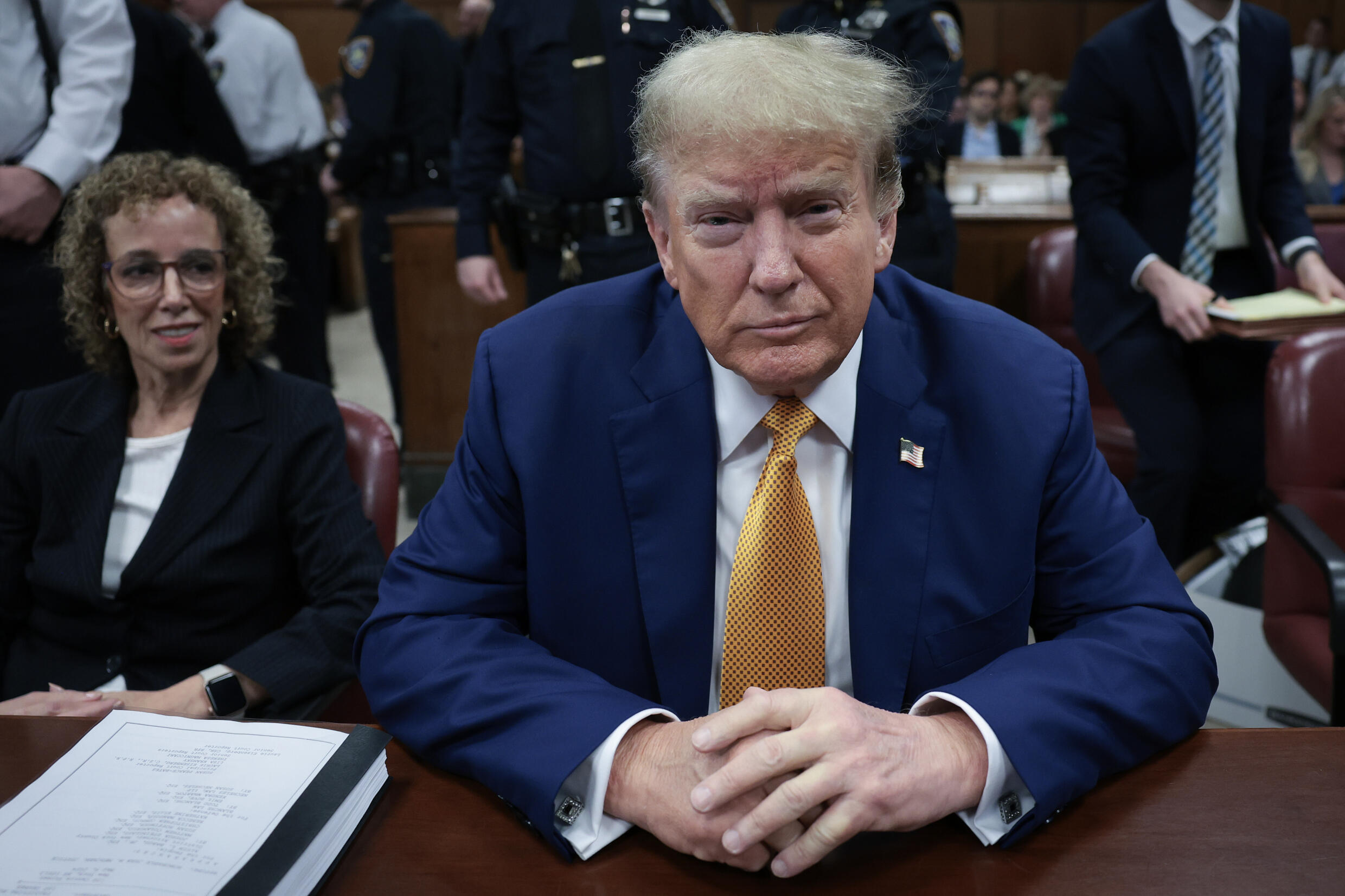 L'ancien président des Etats-Unis dans la salle d'audience du tribunal de New York où il est jugé, le 7 mai 2024