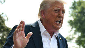 US President Donald Trump speaks to the press before boarding Marine One on the South Lawn of the White House in Washington, DC, on July 11, 2025.