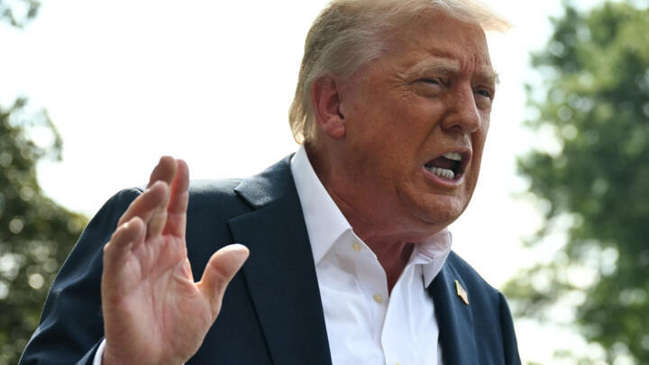 US President Donald Trump speaks to the press before boarding Marine One on the South Lawn of the White House in Washington, DC, on July 11, 2025.