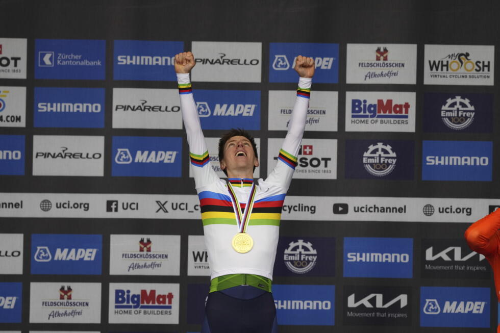 Tadej Pogacar, sacré champion du monde à Zurick en 2024.