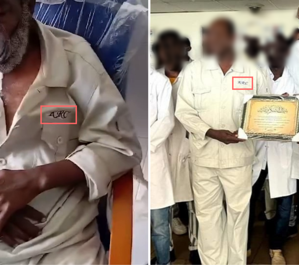 In the videos, beige uniforms marked “KRC” are visible. These are the uniforms of refinery staff, identical to those seen in archive photographs. The acronym stands for Khartoum Refinery Company, which manages the al-Jaili site.