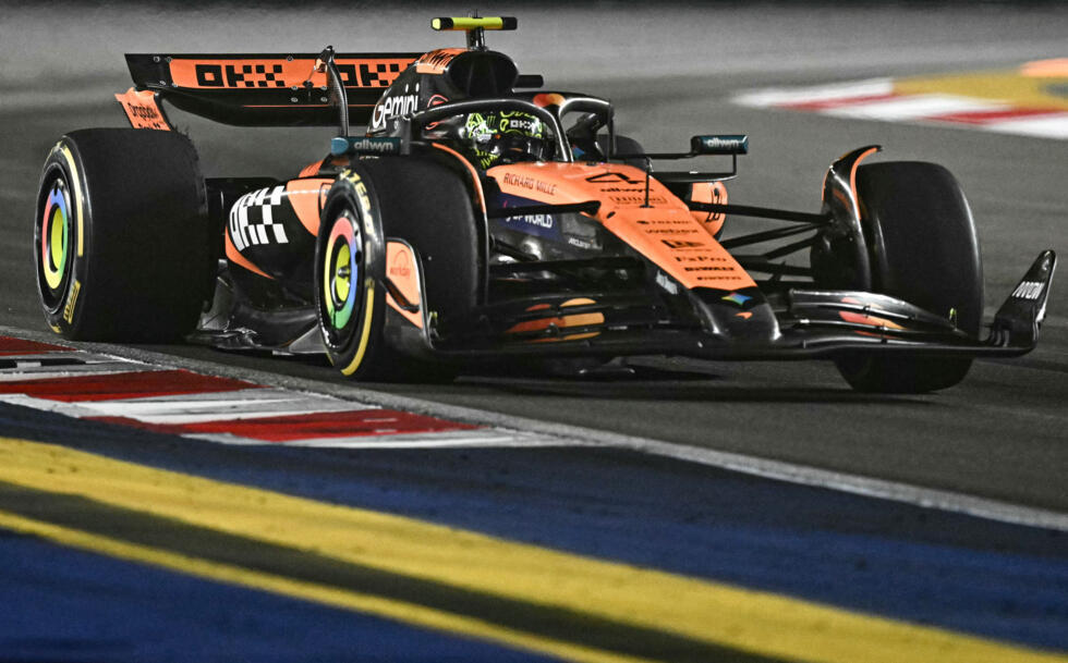 McLaren's Lando Norris bumped teammate Oscar Piastri out of the way on his way to third in the Singapore Grand Prix