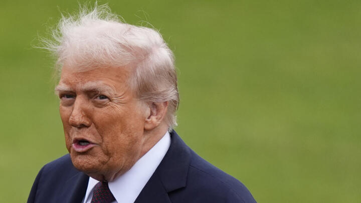 US President Donald Trump after a Beating Retreat ceremony at Windsor Castle, England, Wednesday, Sept. 17, 2025.