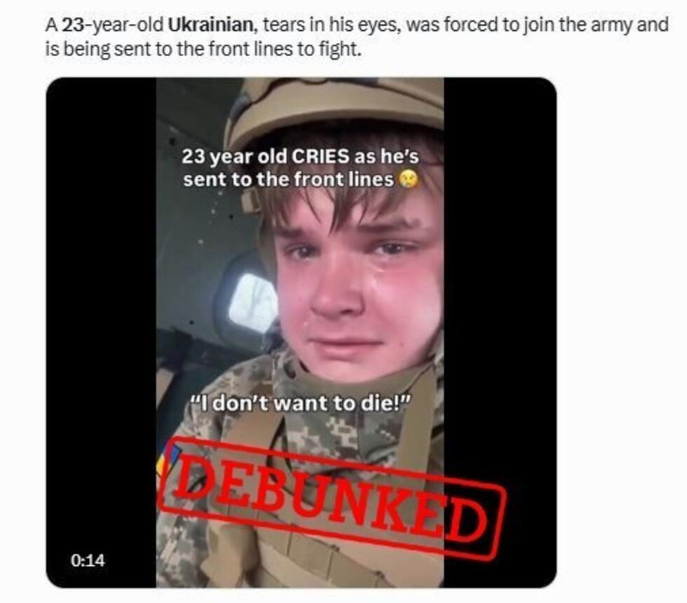 This video of a crying Ukrainian soldier was generated by artificial intelligence.