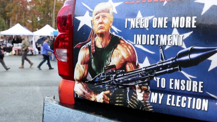A pickup truck at the Rod of Iron Freedom Festival in Greeley, Pennsylvania on October 13, 2024.