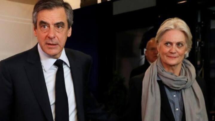 Francois Fillon and his wife, Penelope, during the 2017 presidential campaign.