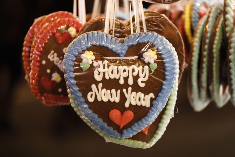 A gingerbread heart for sale at a Christmas market in Vienna, Austria, December 22, 2021.