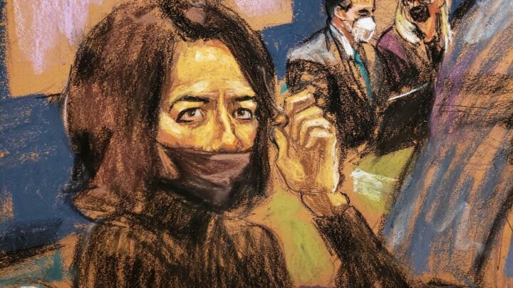 Jeffrey Epstein associate Ghislaine Maxwell sits in the courtroom to hear a note from the jury in a courtroom sketch in New York City, U.S., December 21, 2021.