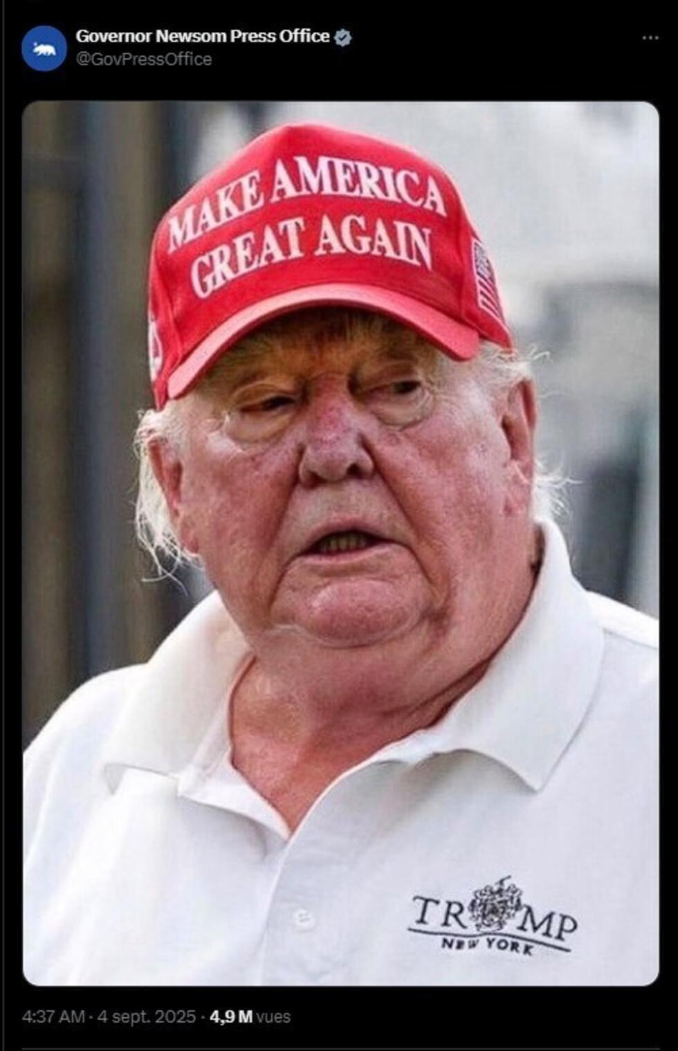 This photo published by Newsom's press office on September 4, 2025, has been retouched.