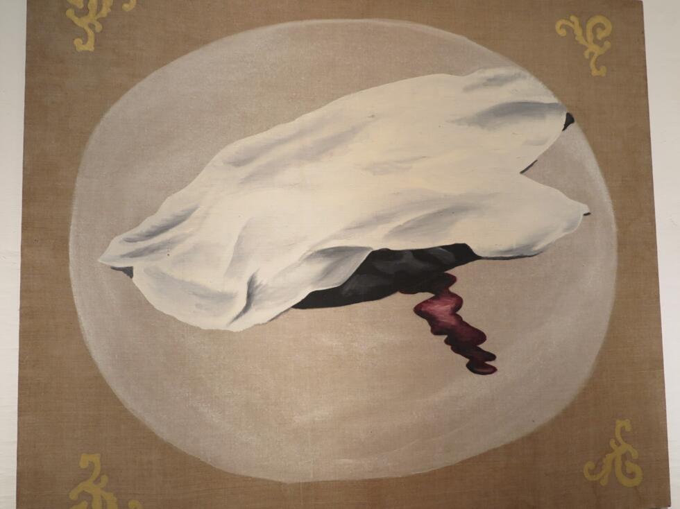 A photograph of the painting “Killed Dream” by Kyrylo Protsenko.