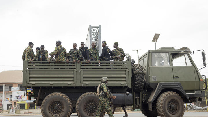 A file photo of Nigerian army officers in Awka, Nigeria, taken on February 24, 2023.