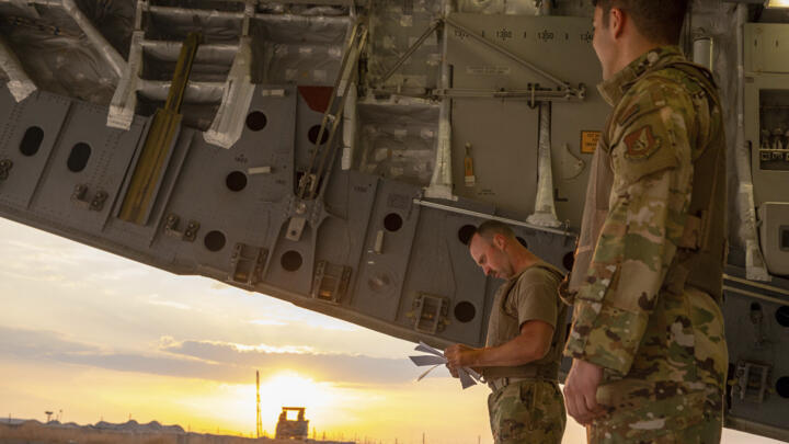 File photo of  US airmen in northern Syria at the Kobani Landing Zone, Oct. 25, 2019. The US military has around 900 troops in Syria as part of the international coalition against the Islamic State