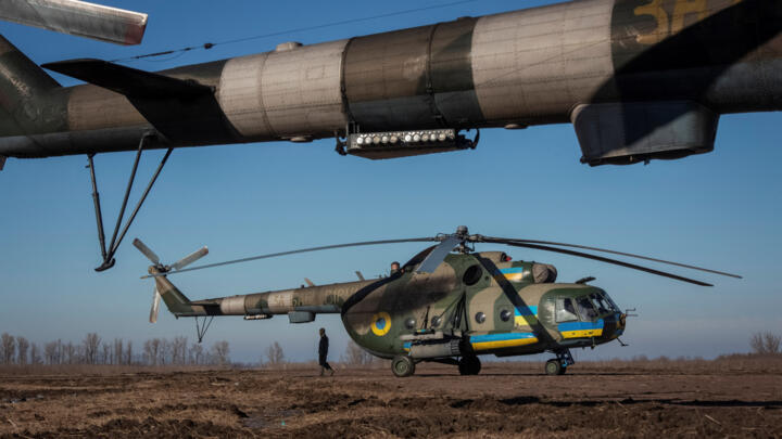 Ukrainian military helicopters in the Donbas region, January 25, 2023.