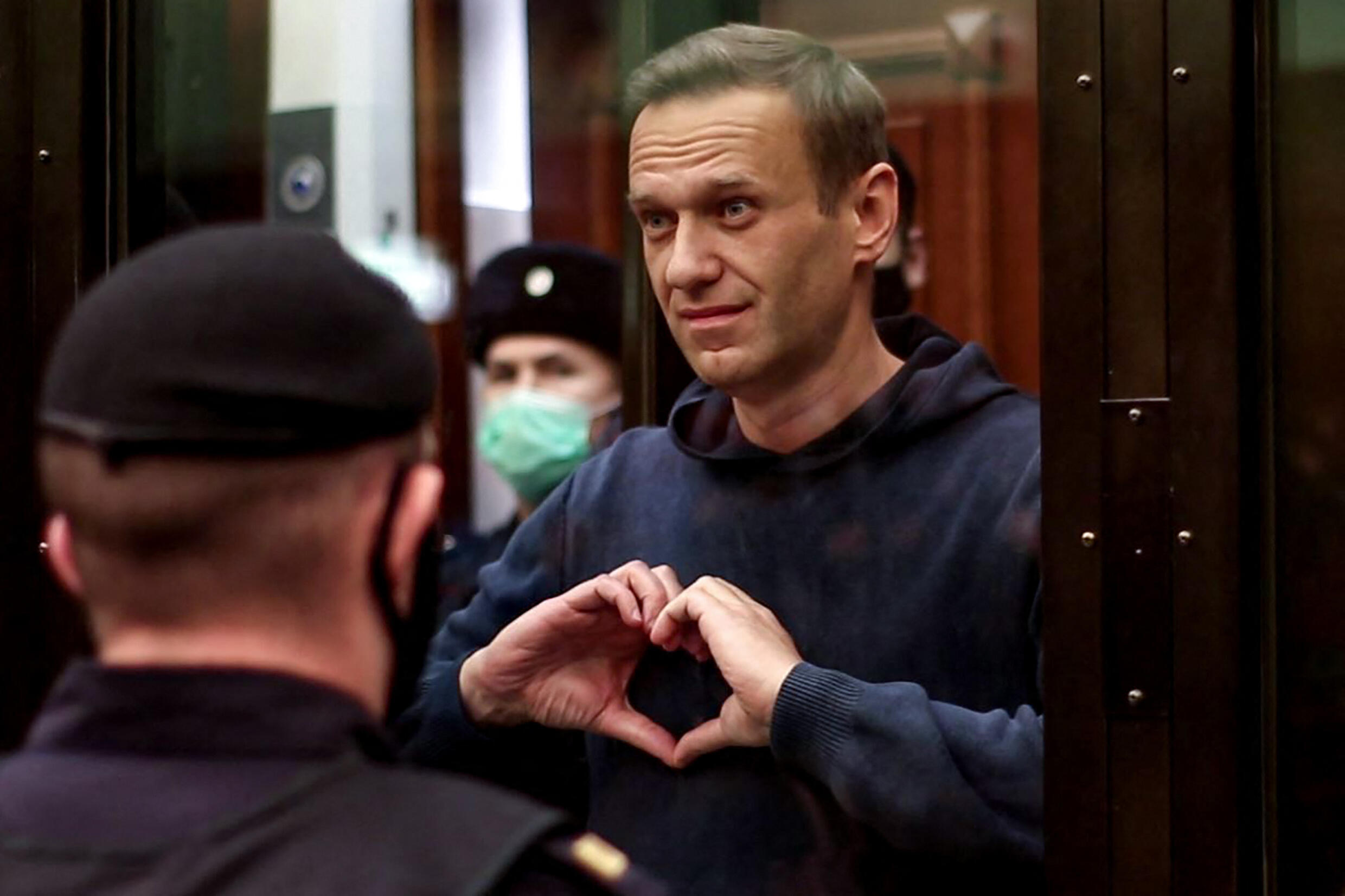 This screen grab from a handout footage provided by the Moscow City Court press service shows Russian opposition leader Alexei Navalny, charged with violating the terms of a 2014 suspended sentence fo