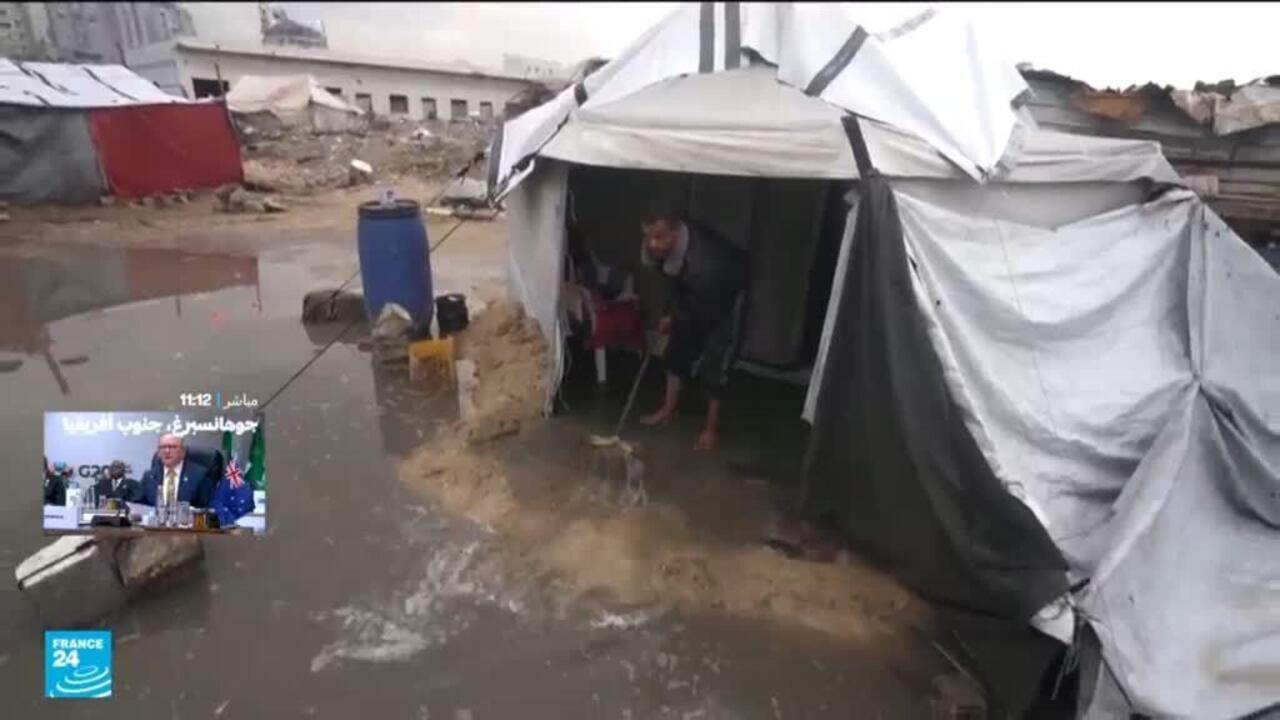 غزة: البرد والأمطار تزيد معاناة النازحين في الخيام الغارقة