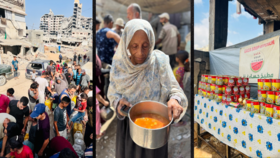 Images from the Gaza Soup Kitchen organisation show the distribution of food and water in the Gaza Strip in August 2025.