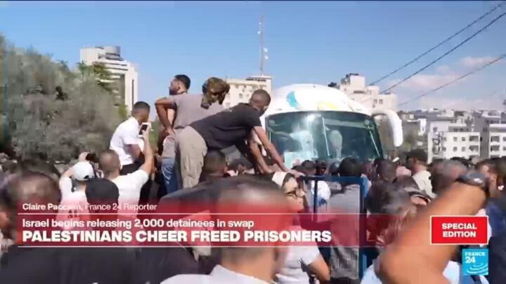 Palestinians welcome released prisoners as part of Gaza ceasefire agreement