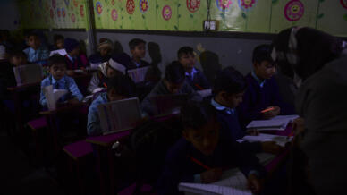 Schools mostly continued either in the dark or using battery-powered lighting