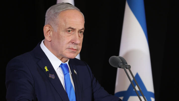 Israeli Prime Minister Benjamin Netanyahu attends the state memorial ceremony for the soldiers killed in the War, in Jerusalem, on October 16, 2025. 